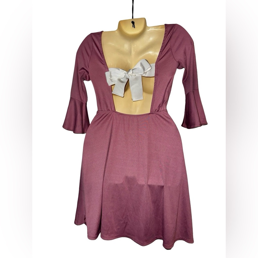 Timing Mauve Scoop-Neck Backless Fit & Flare Dress